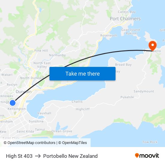 High St 403 to Portobello New Zealand map