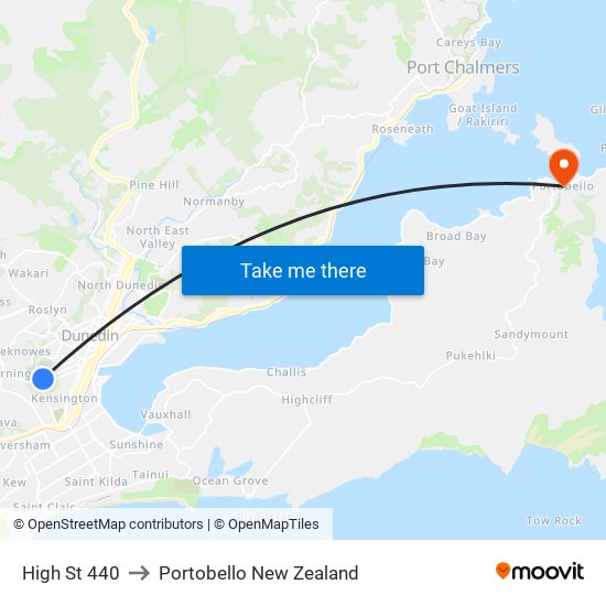 High St 440 to Portobello New Zealand map