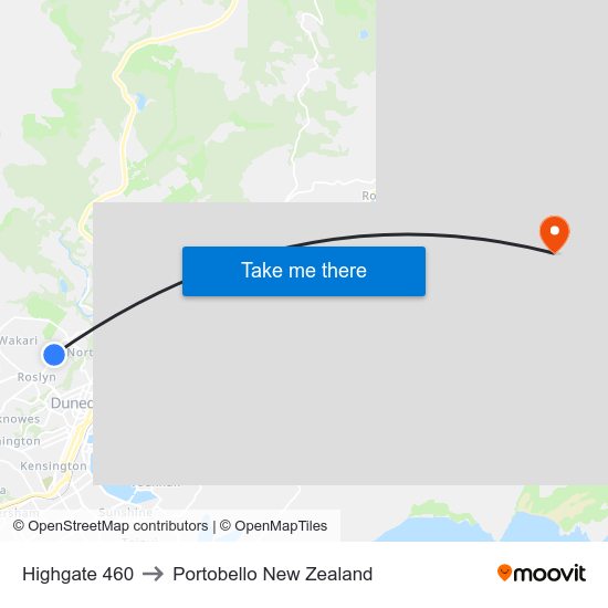 Highgate 460 to Portobello New Zealand map