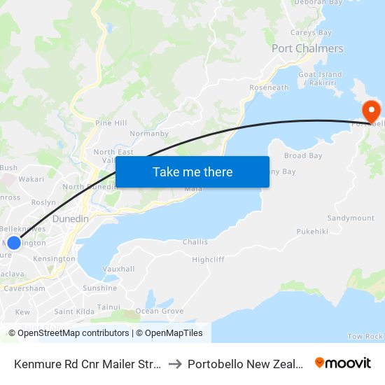 Kenmure Rd Cnr Mailer Street to Portobello New Zealand map