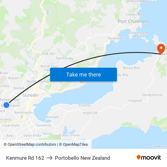 Kenmure Rd 162 to Portobello New Zealand map