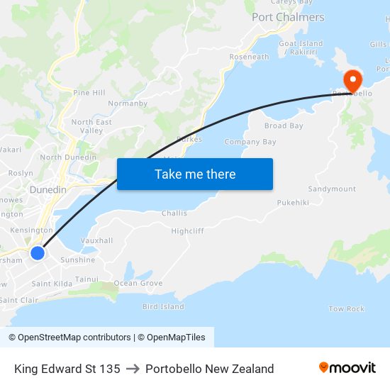 King Edward St 135 to Portobello New Zealand map