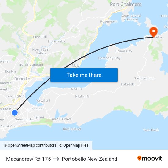 Macandrew Rd 175 to Portobello New Zealand map