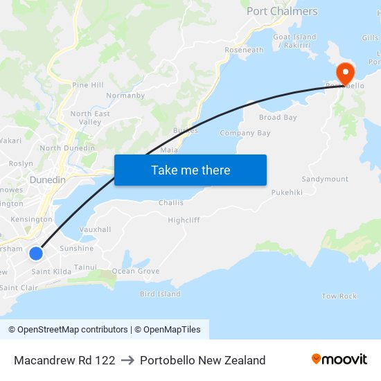 Macandrew Rd 122 to Portobello New Zealand map