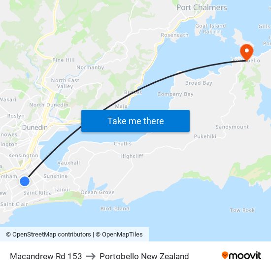 Macandrew Rd 153 to Portobello New Zealand map