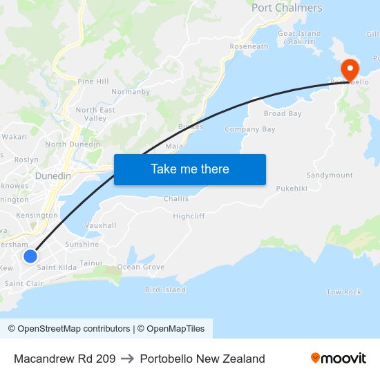 Macandrew Rd 209 to Portobello New Zealand map