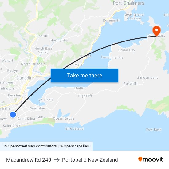 Macandrew Rd 240 to Portobello New Zealand map