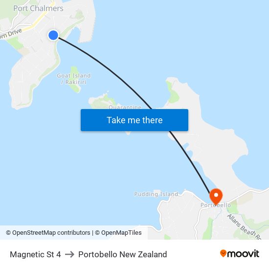 Magnetic St 4 to Portobello New Zealand map