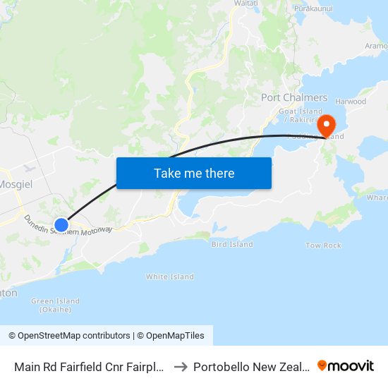 Main Rd Fairfield Cnr Fairplay St to Portobello New Zealand map