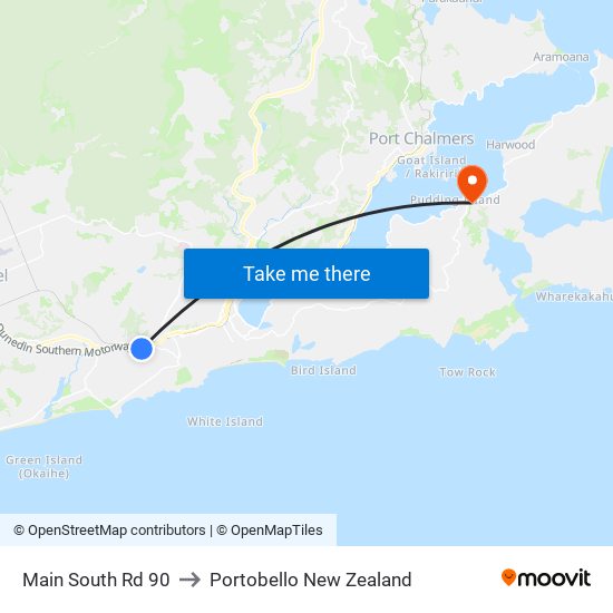Main South Rd 90 to Portobello New Zealand map