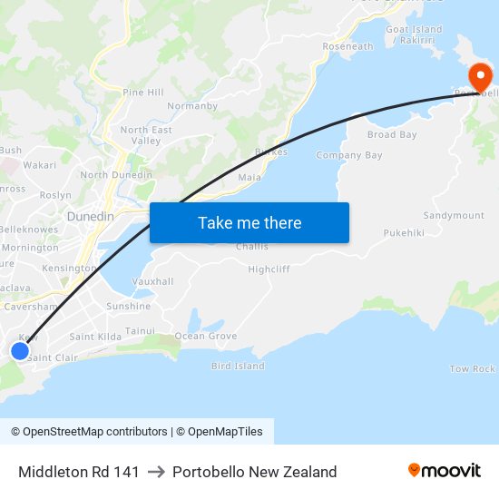 Middleton Rd 141 to Portobello New Zealand map