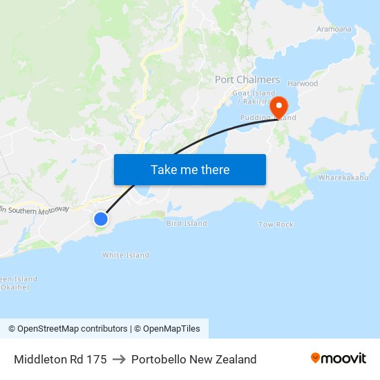 Middleton Rd 175 to Portobello New Zealand map