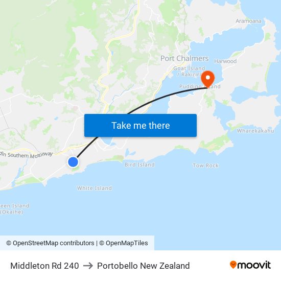 Middleton Rd 240 to Portobello New Zealand map
