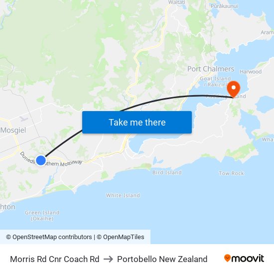 Morris Rd Cnr Coach Rd to Portobello New Zealand map