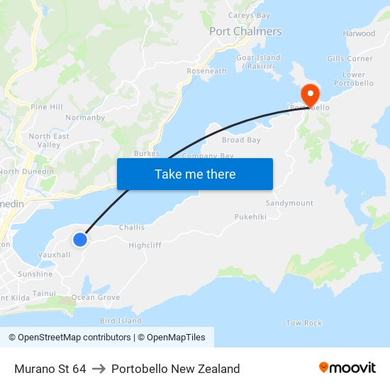 Murano St 64 to Portobello New Zealand map