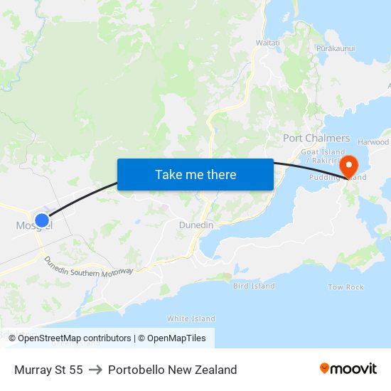 Murray St 55 to Portobello New Zealand map