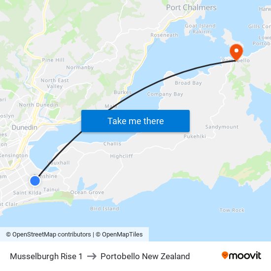Musselburgh Rise 1 to Portobello New Zealand map
