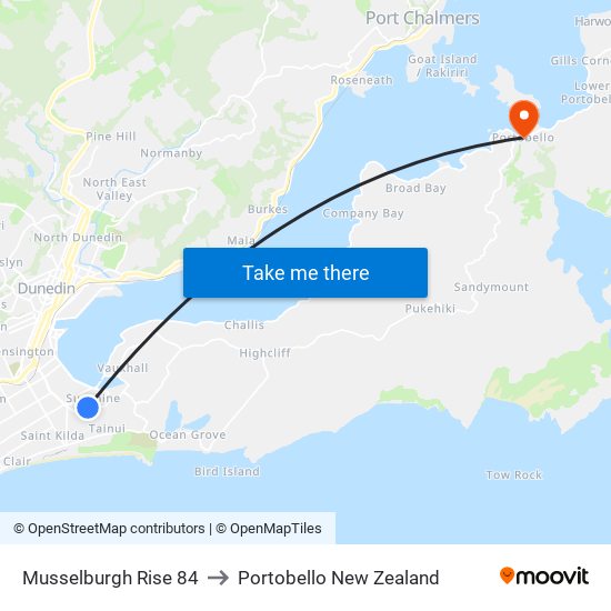Musselburgh Rise 84 to Portobello New Zealand map