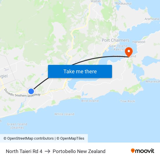 North Taieri Rd 4 to Portobello New Zealand map