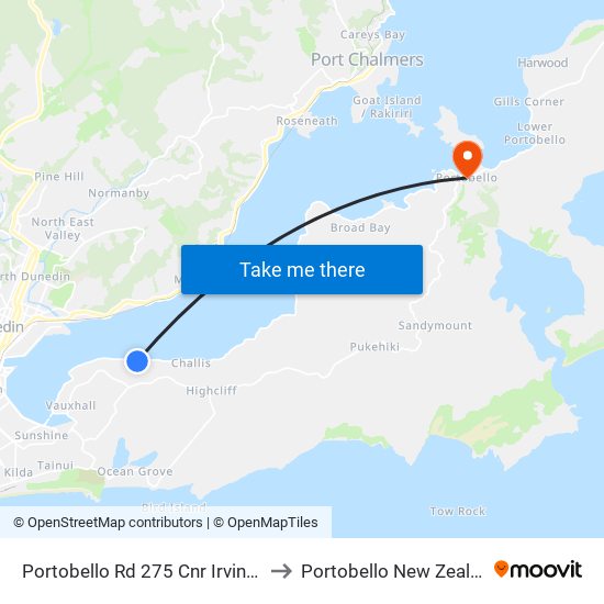 Portobello Rd 275 Cnr Irvine Rd to Portobello New Zealand map