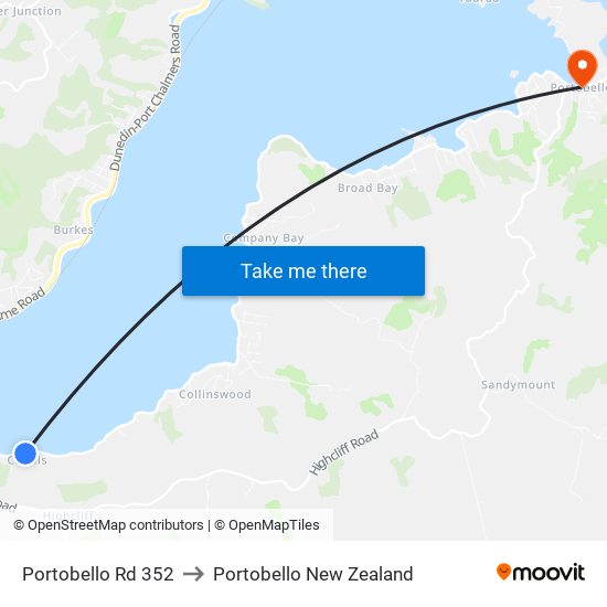 Portobello Rd 352 to Portobello New Zealand map