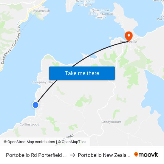 Portobello Rd Porterfield St to Portobello New Zealand map