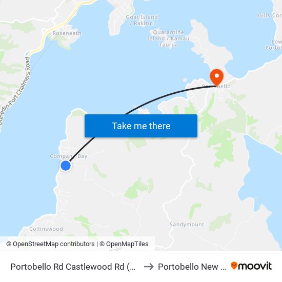 Portobello Rd Castlewood Rd (Company Bay) to Portobello New Zealand map