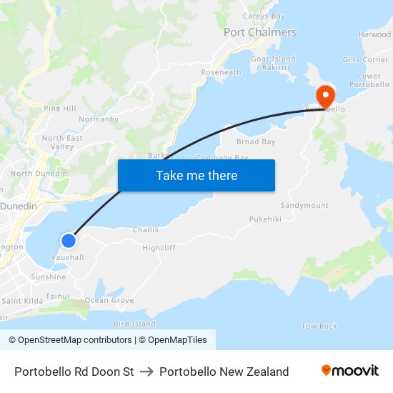 Portobello Rd Doon St to Portobello New Zealand map