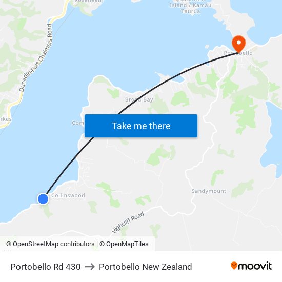 Portobello Rd 430 to Portobello New Zealand map