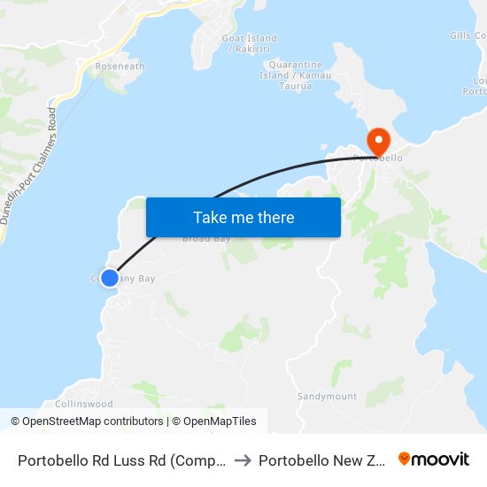 Portobello Rd Luss Rd (Company Bay) to Portobello New Zealand map