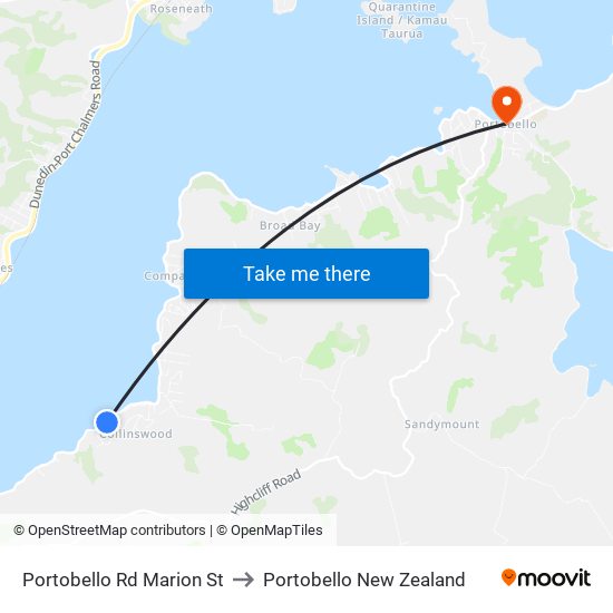 Portobello Rd Marion St to Portobello New Zealand map