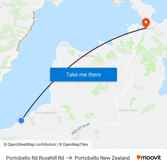 Portobello Rd Rosehill Rd to Portobello New Zealand map