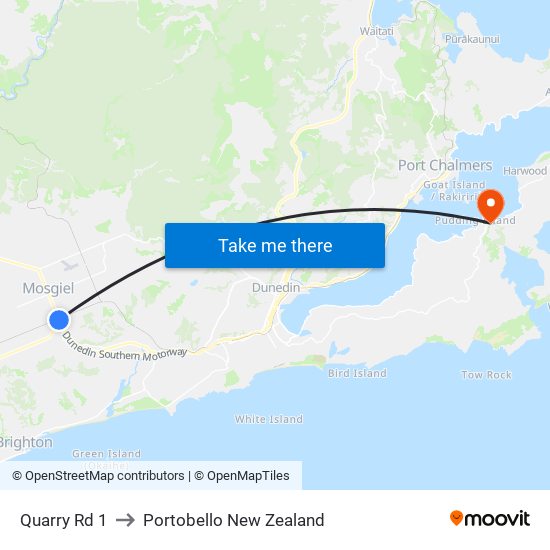Quarry Rd 1 to Portobello New Zealand map