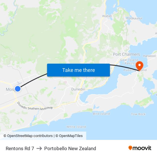Rentons Rd 7 to Portobello New Zealand map