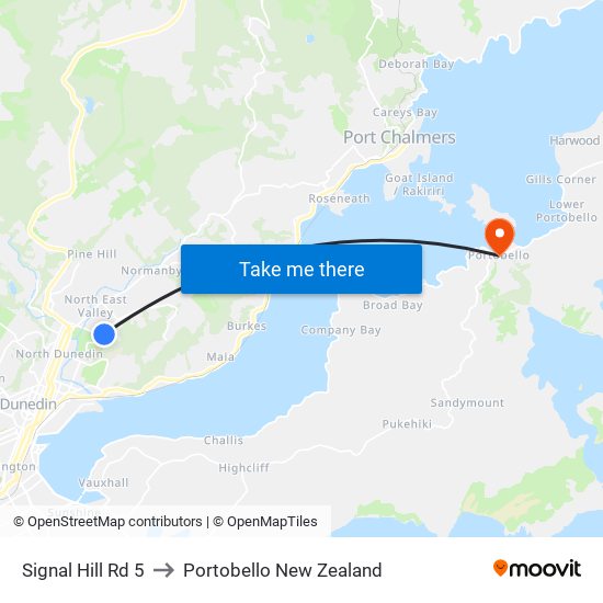 Signal Hill Rd 5 to Portobello New Zealand map