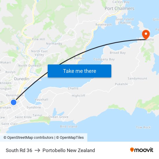 South Rd 36 to Portobello New Zealand map