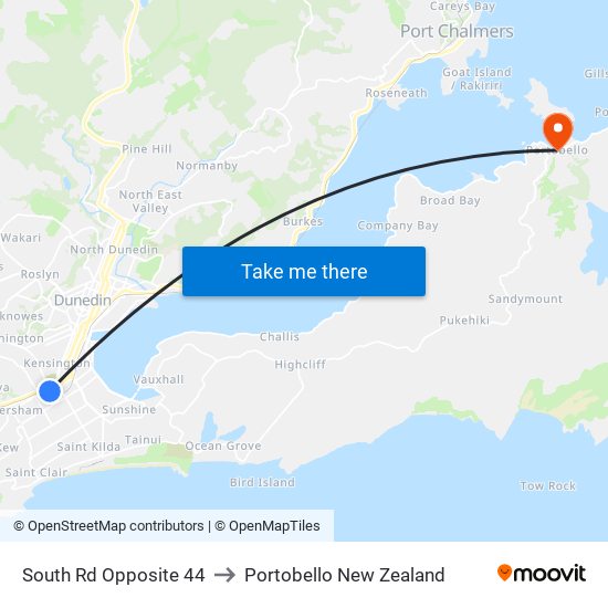 South Rd Opposite 44 to Portobello New Zealand map