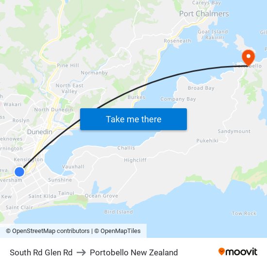 South Rd Glen Rd to Portobello New Zealand map