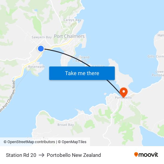Station Rd 20 to Portobello New Zealand map