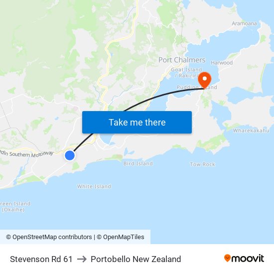 Stevenson Rd 61 to Portobello New Zealand map