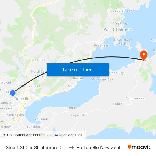Stuart St Cnr Strathmore Cres to Portobello New Zealand map