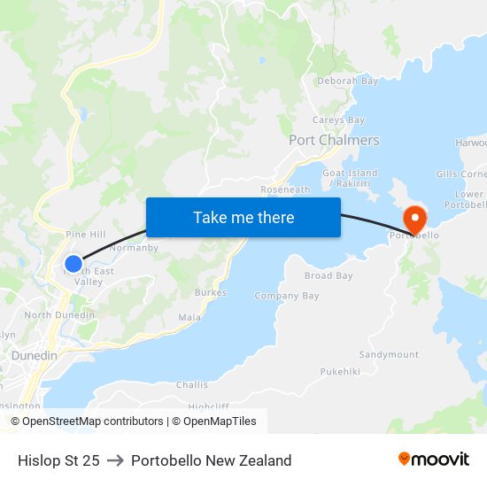 Hislop St 25 to Portobello New Zealand map