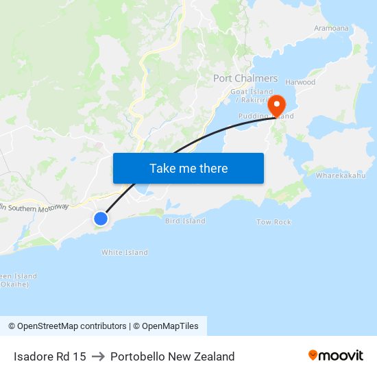 Isadore Rd 15 to Portobello New Zealand map