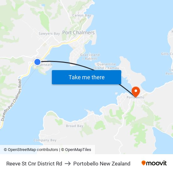 Reeve St Cnr District Rd to Portobello New Zealand map