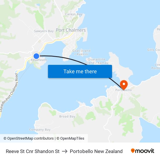 Reeve St Cnr Shandon St to Portobello New Zealand map