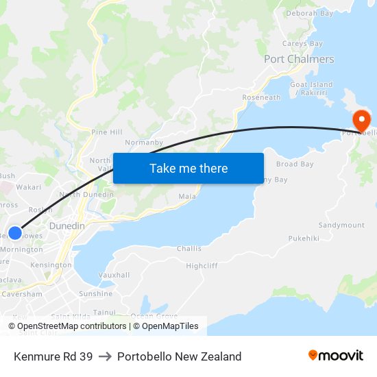 Kenmure Rd 39 to Portobello New Zealand map