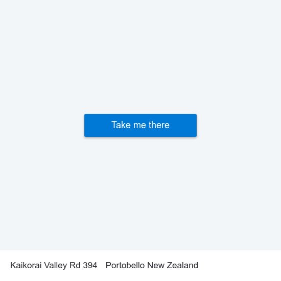 Kaikorai Valley Rd 394 to Portobello New Zealand map