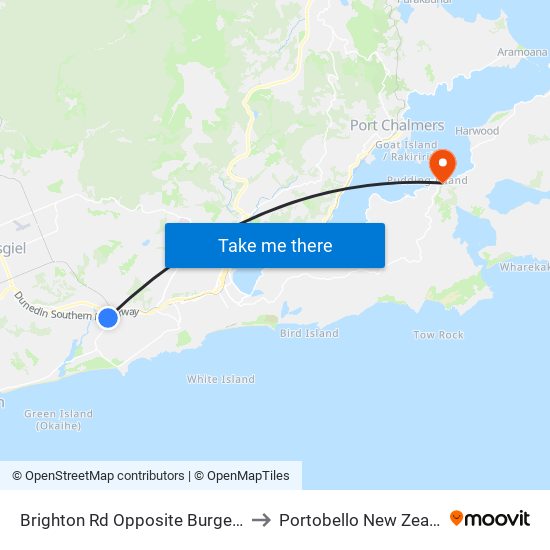 Brighton Rd Opposite Burgess St to Portobello New Zealand map