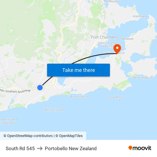 South Rd 545 to Portobello New Zealand map