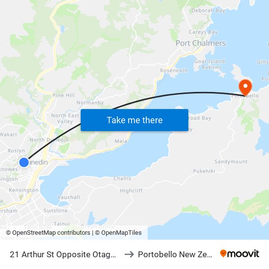 21 Arthur St Opposite Otago Boys to Portobello New Zealand map